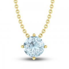 Aquamarine Solitaire Necklace 10K Yellow Gold 18"