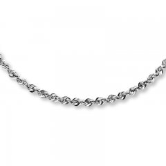 Rope Necklace 14K White Gold 24" Length