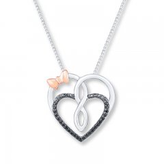 Heart Necklace 1/10 cttw Diamonds Sterling Silver/10K Rose Gold