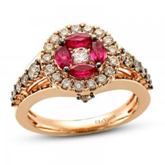 Le Vian Creme Brulee Ruby Ring 1 ct tw Diamonds 14K Strawberry Gold