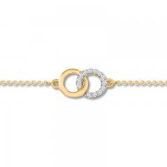 Interlocking Circles Bracelet with Diamonds 10K Yellow Gold