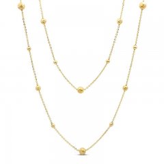 Italian Beaded Necklace 14K Yellow Gold 30"