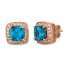 Le Vian Blue Topaz Earrings 1/3 ct tw Diamonds 14K Gold