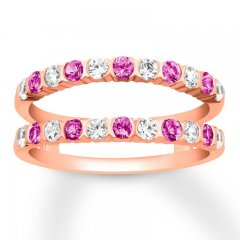 Pink Sapphire Enhancer Ring 1/2 ct tw Diamonds 14K Rose Gold