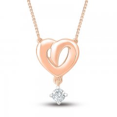 Diamond Heart Knot Necklace 1/10 ct tw Round-cut 10K Rose Gold 18"