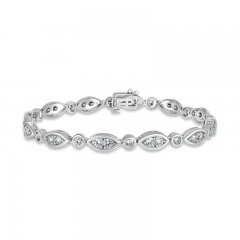 Diamond Bracelet 3 ct tw Round-cut 10K White Gold 7.25"