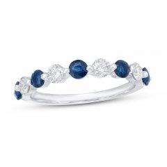 Sapphire Anniversary Band 3/8 ct tw Diamonds 14K White Gold