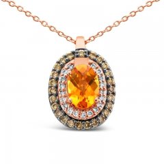 Le Vian Citrine Necklace 1/3 ct tw Diamonds 14K Strawberry Gold 18"