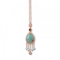 Le Vian Aquaprase Necklace Topaz & Cultured Pearls 14K Gold