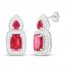 Lab-Created Ruby & White Lab-Created Sapphire Earrings Sterling Silver