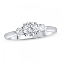 Lab-Created Diamonds by KAY 3-Stone Engagement Ring 1 ct tw Round-cut 14K White Gold