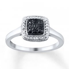 Black Diamond Ring 1/20 ct tw Round-cut Sterling Silver