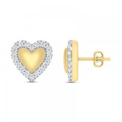 Diamond Heart Stud Earrings 1/5 ct tw Round-cut 10K Yellow Gold