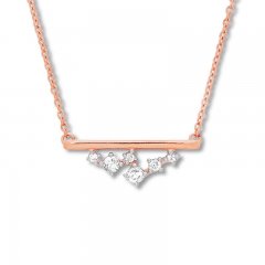 Diamond Necklace 1/10 ct tw Round-cut 10K Rose Gold