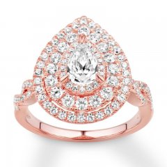 Diamond Engagement Ring 1-1/4 ct tw Pear/Round 14K Rose Gold