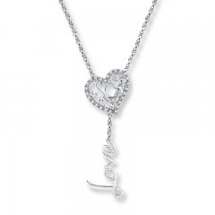 Heart & Love Necklace 1/10 ct tw Diamonds Sterling Silver