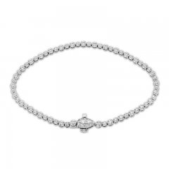 Forever Connected Diamond Bracelet 1 ct tw Round/Pear 10K White Gold