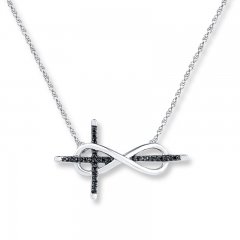 Infinity Cross Necklace 1/10 ct tw Diamonds Sterling Silver