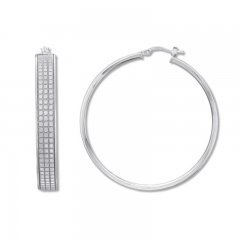 Glitter Hoop Earrings Sterling Silver 30mm