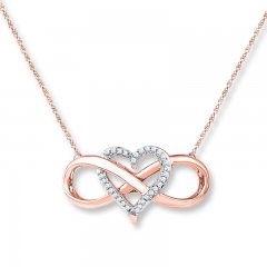 Heart Infinity Necklace 1/10 ct tw Diamonds 10K Rose Gold