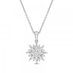 Sparks of Love Diamond Necklace 1/2 ct tw Round/Baguette 10K White Gold 18"