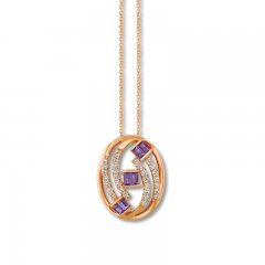 Le Vian Amethyst Necklace 1/2 cttw Diamonds 14K Strawberry Gold