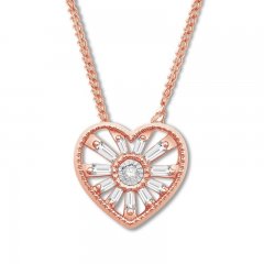 Emmy London Diamond Heart Necklace 1/8 ct tw 10K Rose Gold