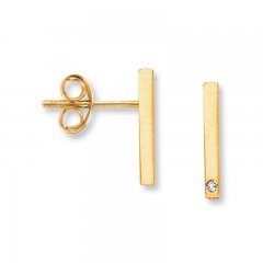 Bar Earrings Diamond Accents 14K Yellow Gold