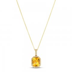 Le Vian Citrine Necklace 1/6 ct tw Diamonds 14K Honey Gold 18"