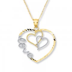 Heart Love Necklace 10K Two-Tone Gold