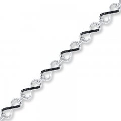 Diamond Infinity Bracelet 1/3 ct tw Black/White Sterling Silver