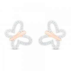 Diamond Butterfly Earrings 1/8 ct tw 10K Rose Gold