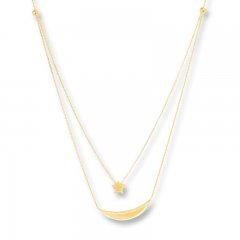 Moon & Star Layered Necklace 14K Yellow Gold