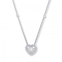 Heart Necklace 1 ct tw Diamonds 14K White Gold