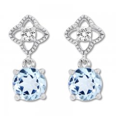 Blue & White Topaz Earrings Sterling Silver