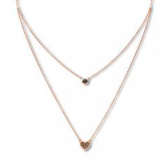 Black Diamond Layered Choker Necklace 1/5 ct tw 10K Rose Gold