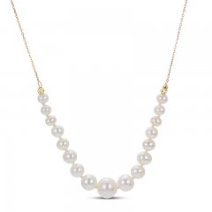 Cultured Pearl Graduated Necklace 10K Yellow Gold 18"