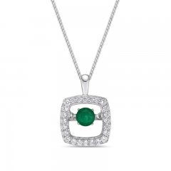 Unstoppable Love Emerald Necklace 1/4 ct tw 10K White Gold 19"