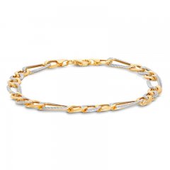 Men's Figaro Chain Bracelet 10K Two-Tone Gold 8.5"