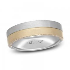 Neil Lane Men's Diamond Wedding Band 1/5 ct tw Round-Cut 14K Two-Tone Gold