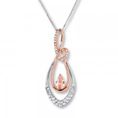 Morganite Necklace White Topaz Sterling Silver/10K Gold