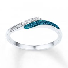 Diamond Ring 1/10 ct tw Blue & White 10K White Gold