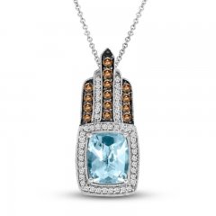 Le Vian Chocolatier Aquamarine Necklace 1/2 ct tw Diamonds 14K Vanilla Gold 18"