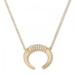 Diamond Crescent Necklace 1/4 ct tw Round-cut 10K Yellow Gold