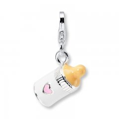 Baby Bottle Charm Enamel Accents Sterling Silver