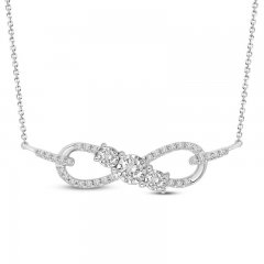 Diamond Infinity Necklace 1/4 ct tw Round-cut 10K White Gold 18"