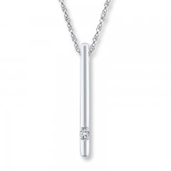 Diamond Bar Necklace 10K White Gold