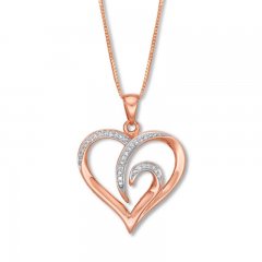 Diamond Heart Necklace 1/15 ct tw Round-cut 10K Rose Gold