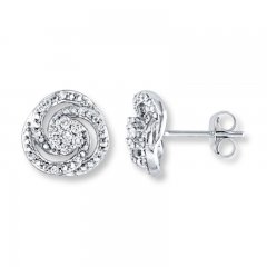 Diamond Swirl Earrings 1/4 ct tw Round-cut 10K White Gold