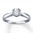 Diamond Ring 3/8 Carat Round-cut 10K White Gold